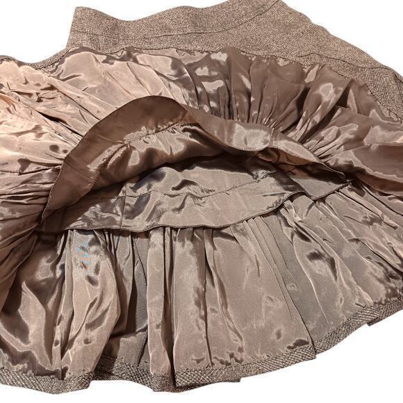 AKRIS PUNTO‎ Circle Skirt Wool Silk Blend Flouncy Brown Tweed Size 6 Skater - Picture 13 of 16